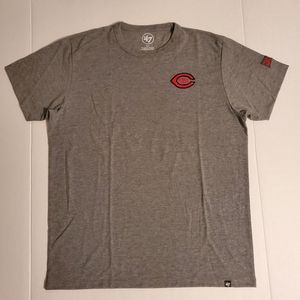 NWOT Cincinnati Reds Men's Medium Heather Grey T-Shirt Logo Pennant Embroidered
